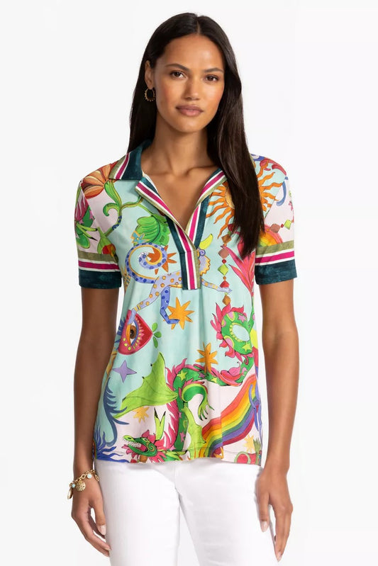 Johnny Was THE JANIE FAVORITE SHORT SLEEVE SWING POLO