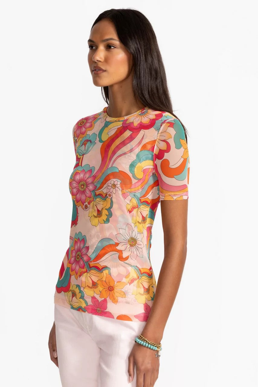 Johnny Was ELEANOR SHORT SLEEVE MESH TEE