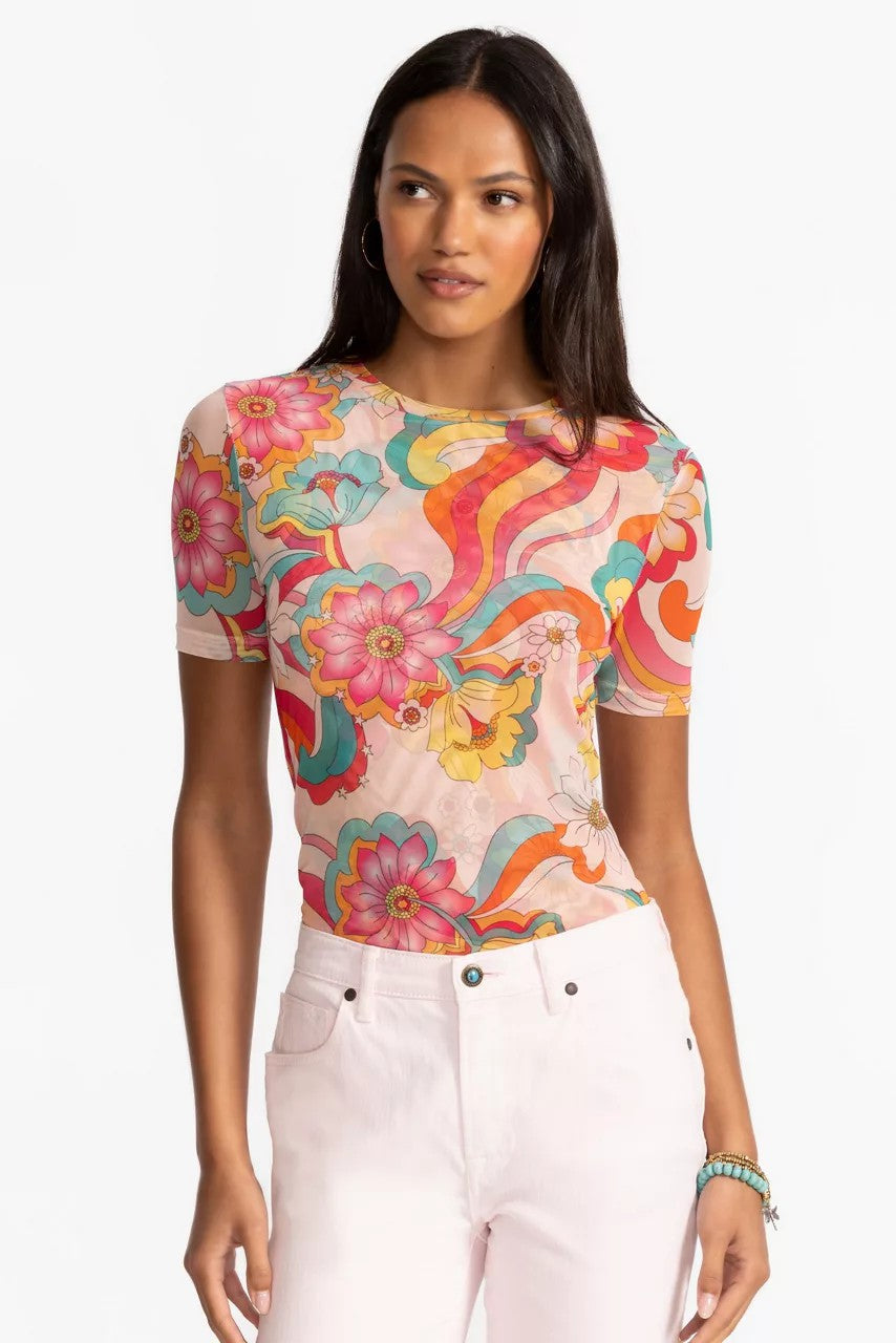Johnny Was ELEANOR SHORT SLEEVE MESH TEE