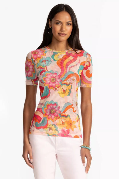 Johnny Was ELEANOR SHORT SLEEVE MESH TEE