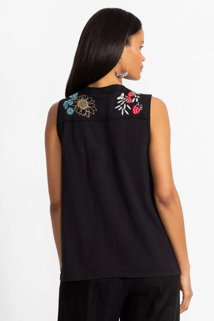 Johnny Was RAW DETAIL HENLEY TANK