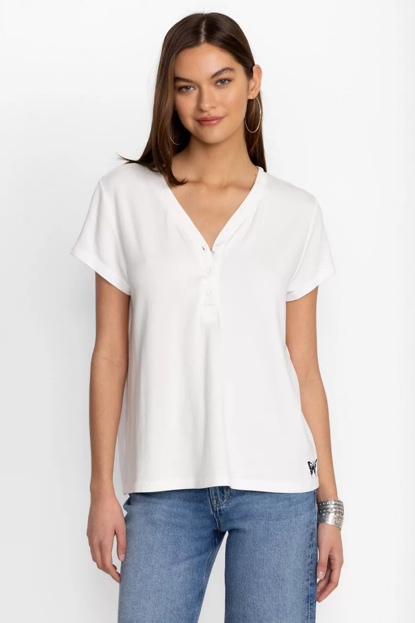 Johnny Was MODAL JERSEY BUTTON NECK TEE