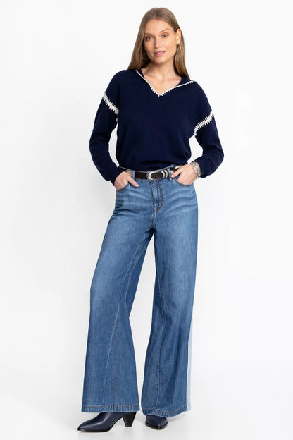 Johnny Was THE BLANKET STITCH WIDE LEG JEAN