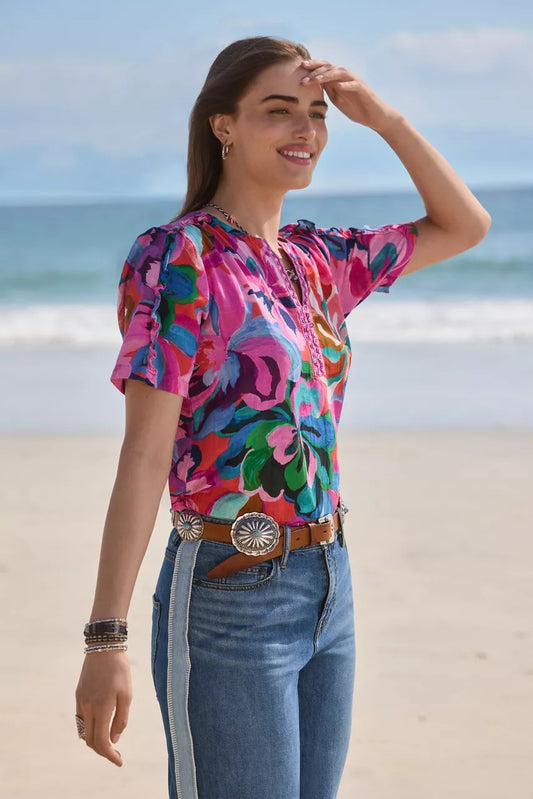 Johnny Was RUFFLE SEAM TOP