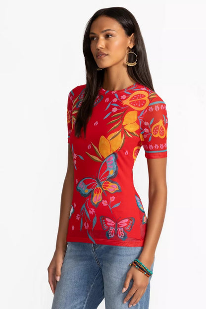 Johnny Was ELEANOR SHORT SLEEVE MESH TEE