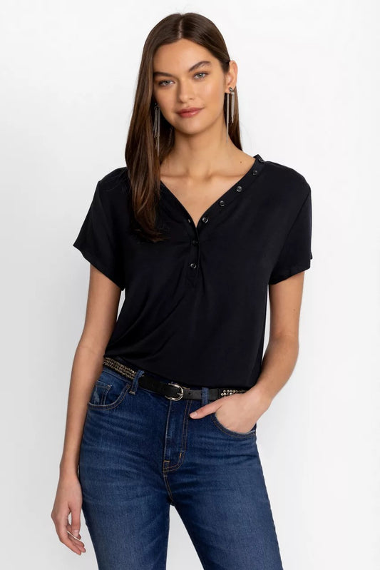 Johnny Was MODAL JERSEY BUTTON NECK TEE