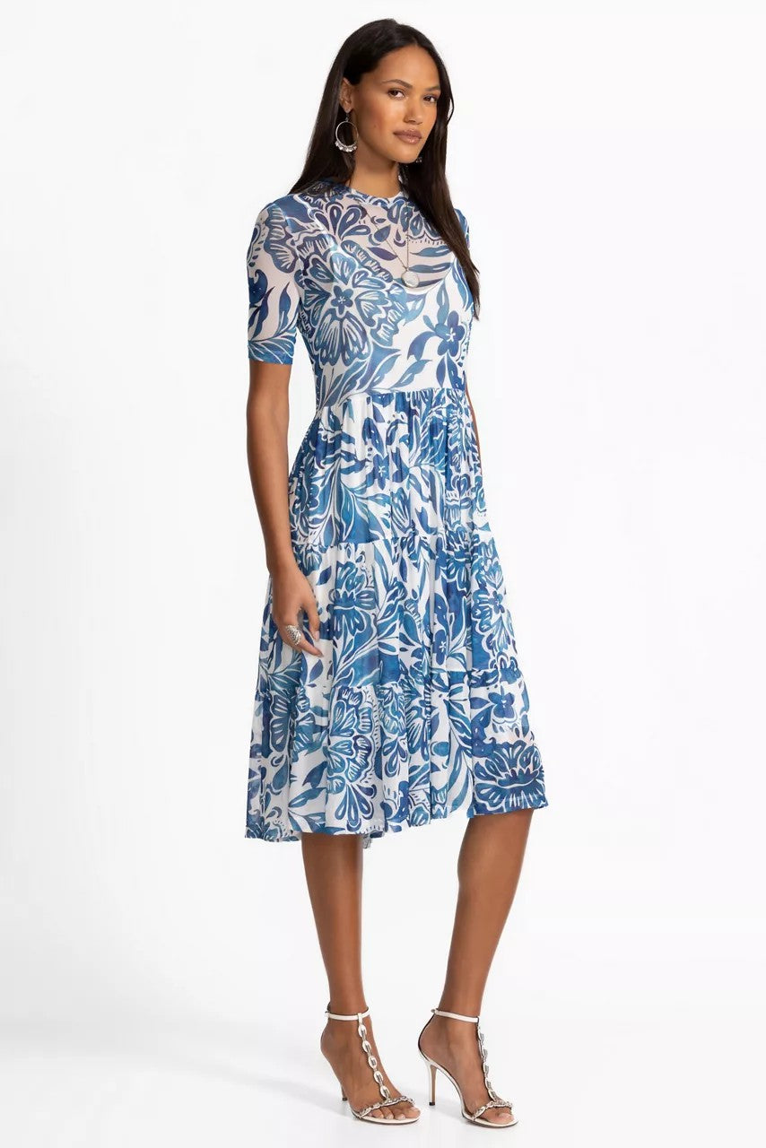 Johnny Was MESH TIERED DRESS