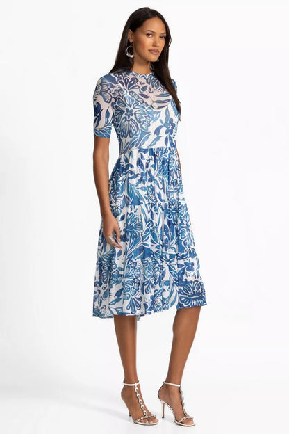 Johnny Was MESH TIERED DRESS