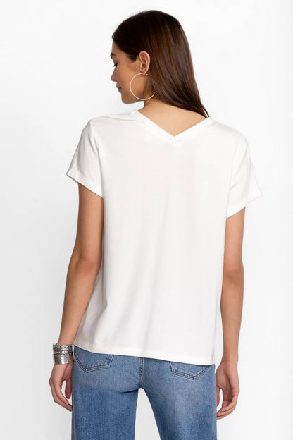 Johnny Was MODAL JERSEY BUTTON NECK TEE