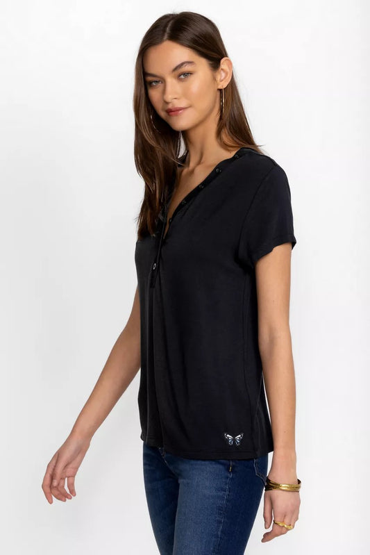 Johnny Was MODAL JERSEY BUTTON NECK TEE