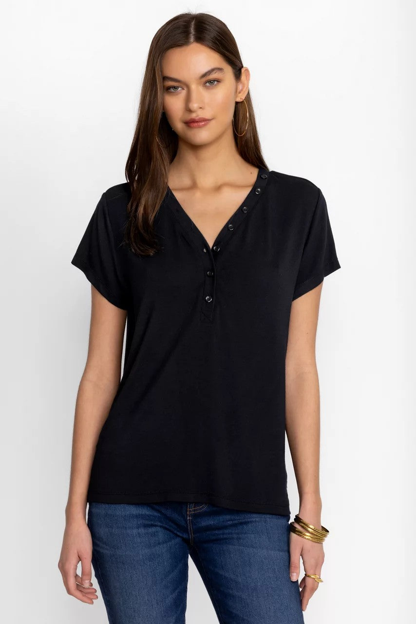 Johnny Was MODAL JERSEY BUTTON NECK TEE