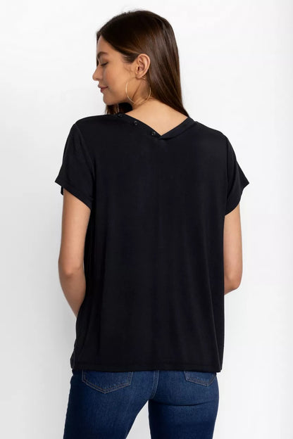 Johnny Was MODAL JERSEY BUTTON NECK TEE