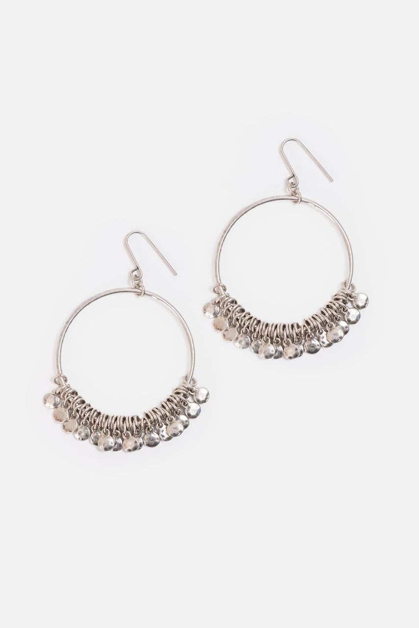Johnny Was HAMMERED CHARM METAL HOOP EARRING