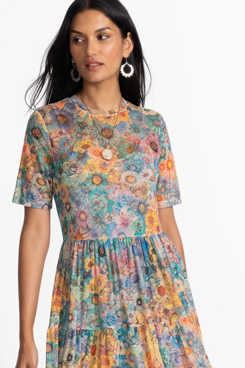Johnny Was MESH TIERED DRESS