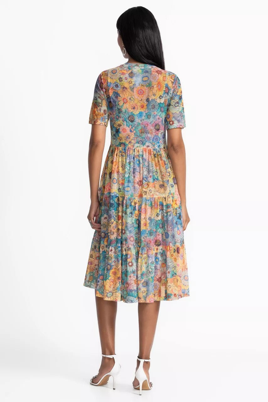 Johnny Was MESH TIERED DRESS