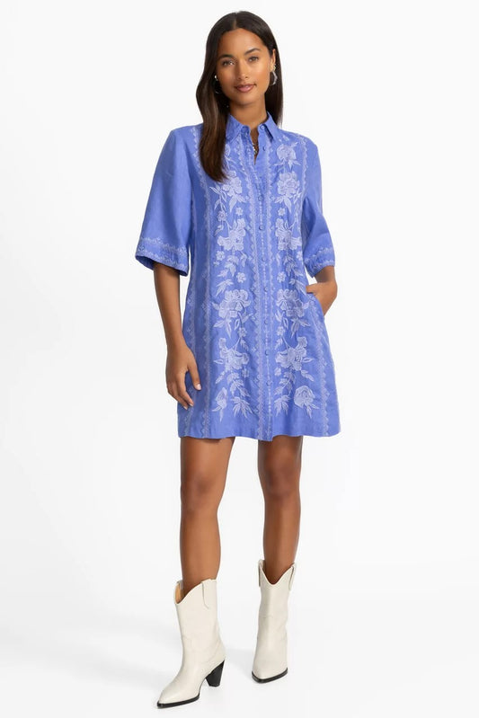Johnny Was KIMONO SLEEVE LINEN SHIRT DRESS
