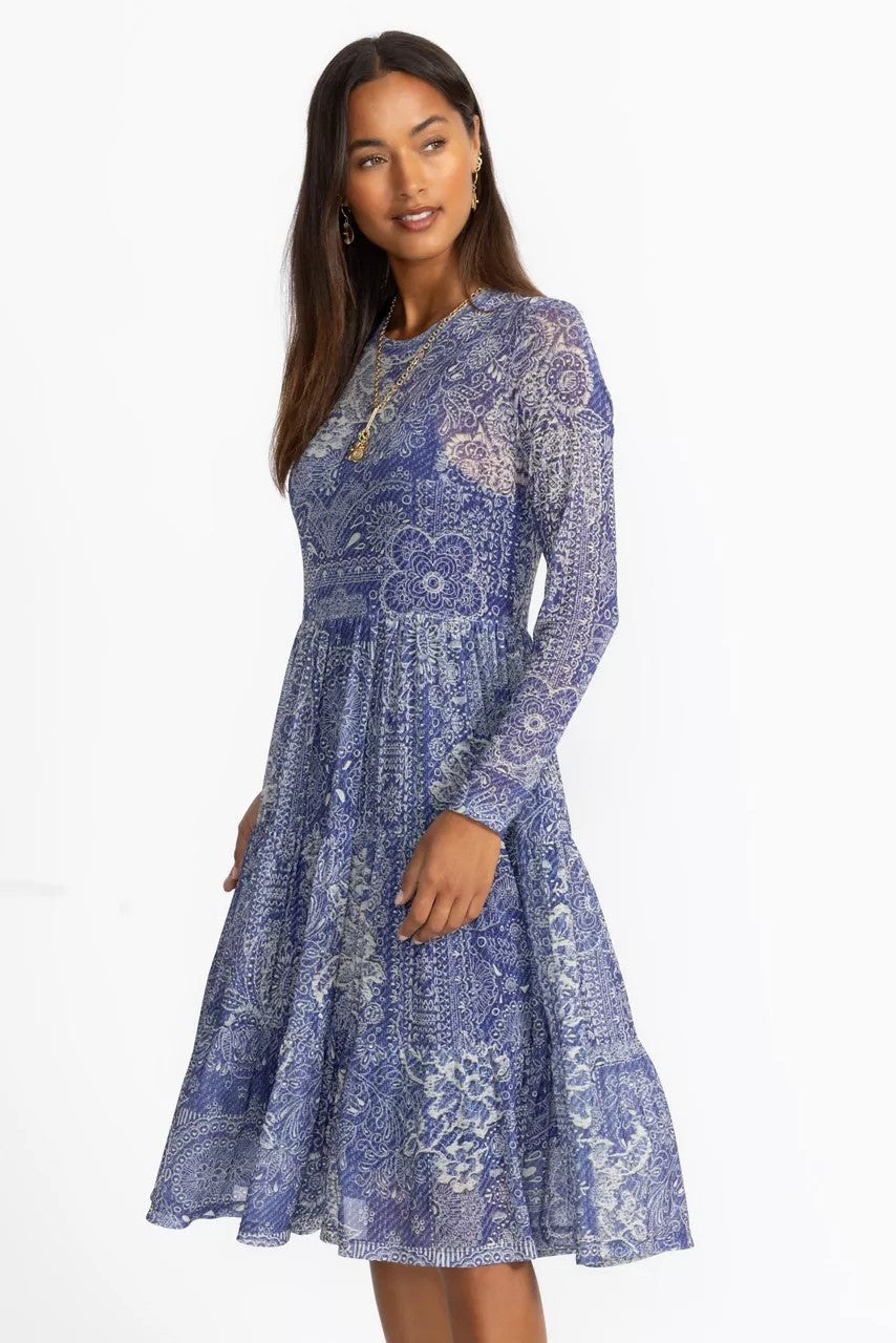Johnny Was LONG SLEEVE MESH TIERED DRESS