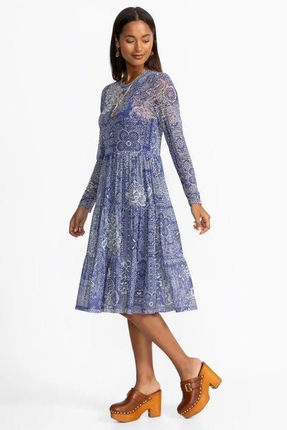 Johnny Was LONG SLEEVE MESH TIERED DRESS