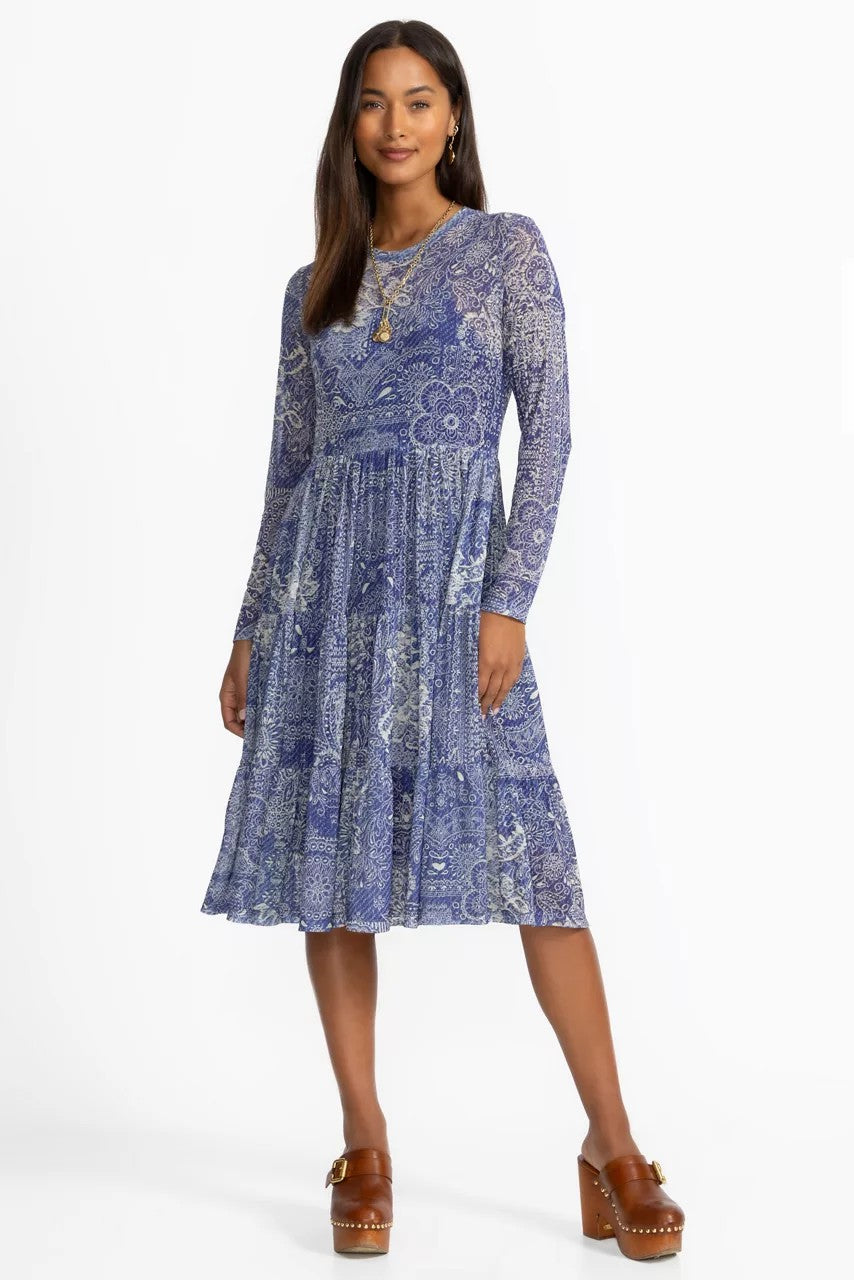 Johnny Was LONG SLEEVE MESH TIERED DRESS