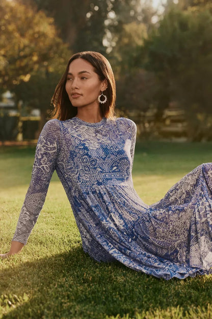 Johnny Was LONG SLEEVE MESH TIERED DRESS
