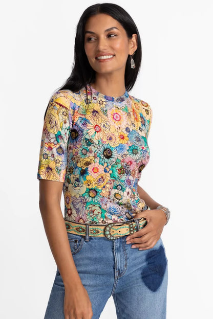 Johnny Was THE JANIE FAVORITE FITTED ELBOW SLEEVE TEE