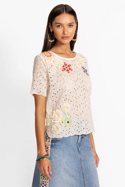 Johnny Was NYDIA APPLIQUE TOP