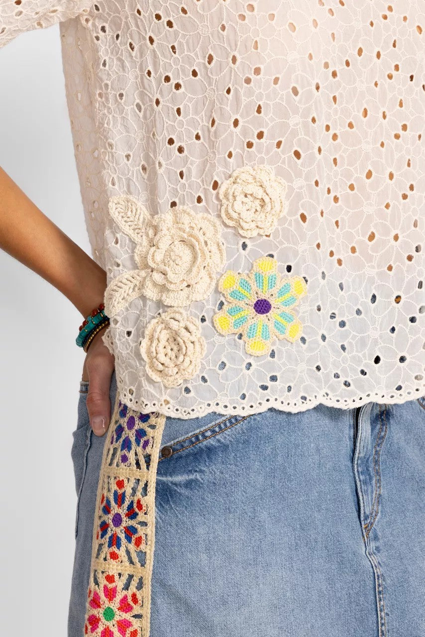 Johnny Was NYDIA APPLIQUE TOP