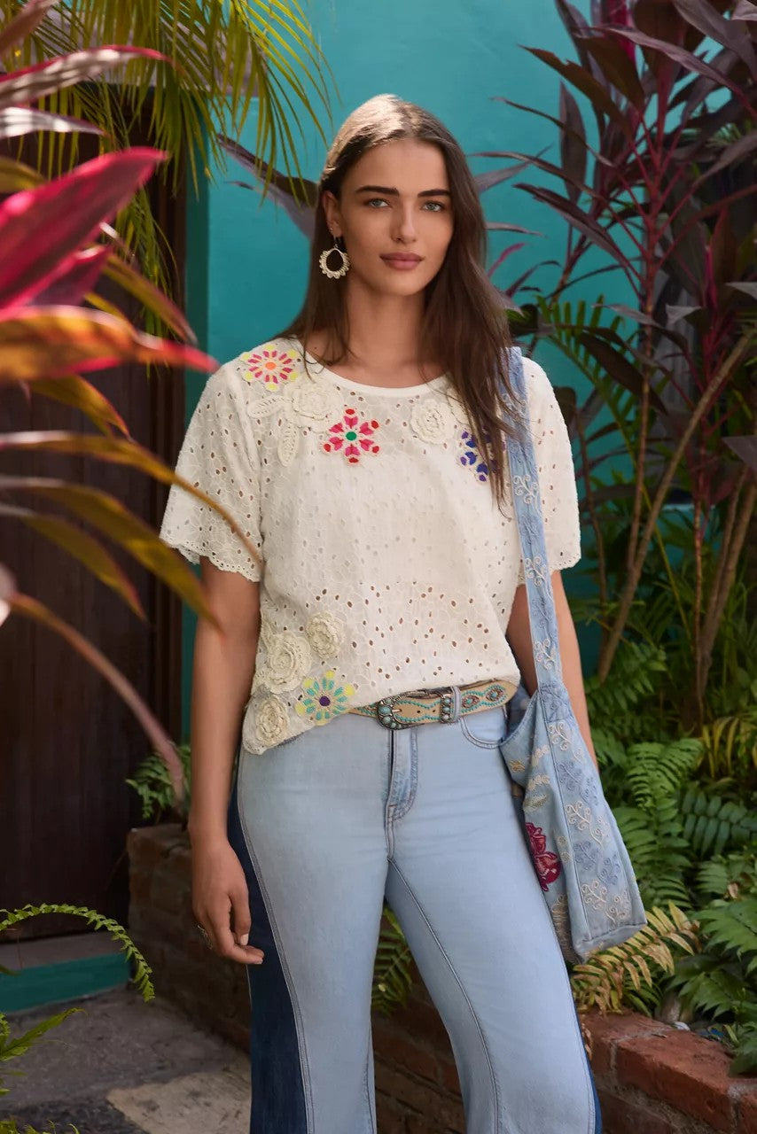 Johnny Was NYDIA APPLIQUE TOP