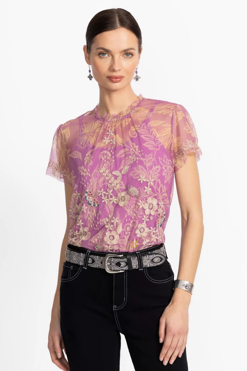 Johnny Was MAZZY RUFFLE NECK BLOUSE