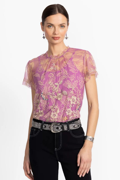 Johnny Was MAZZY RUFFLE NECK BLOUSE