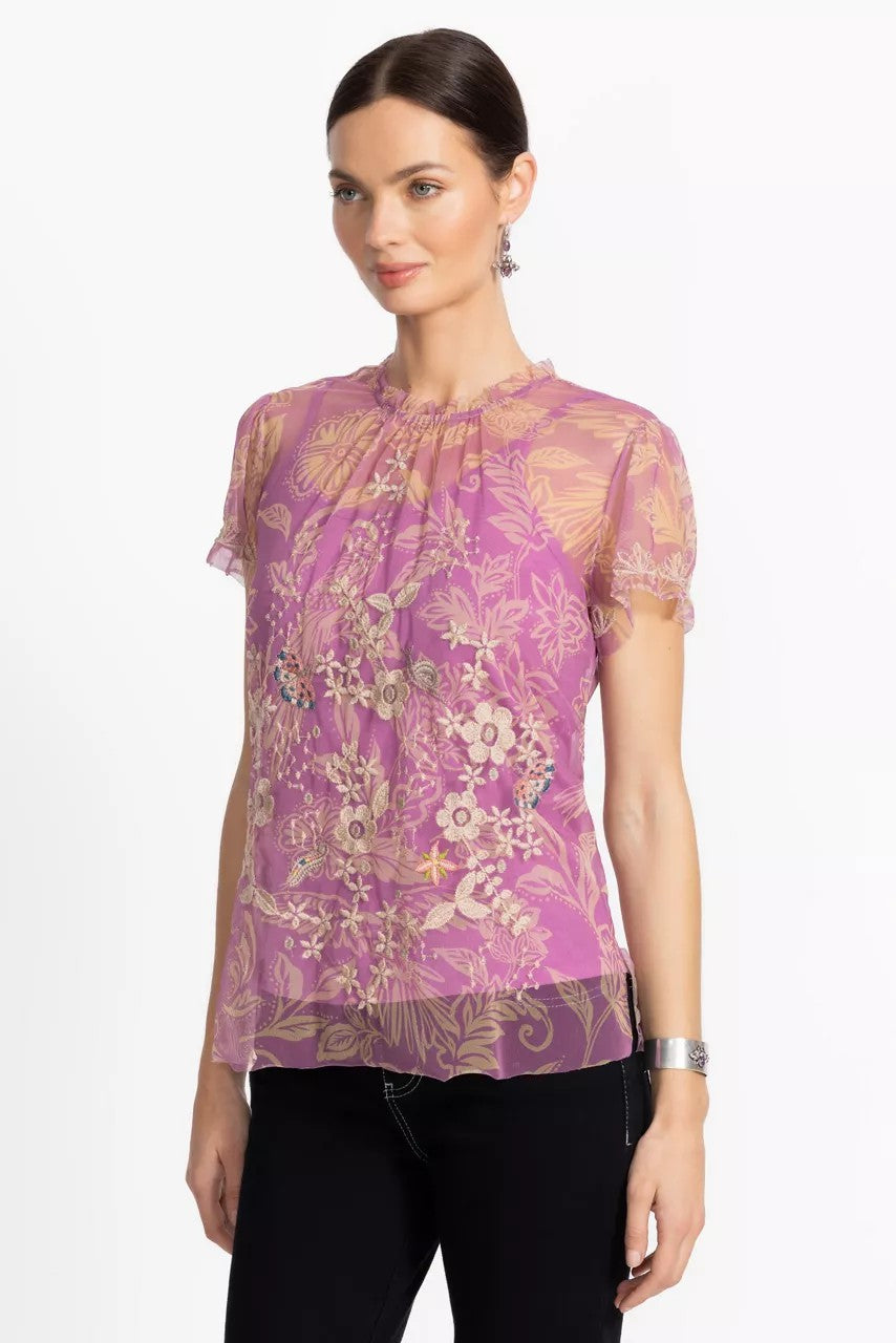 Johnny Was MAZZY RUFFLE NECK BLOUSE