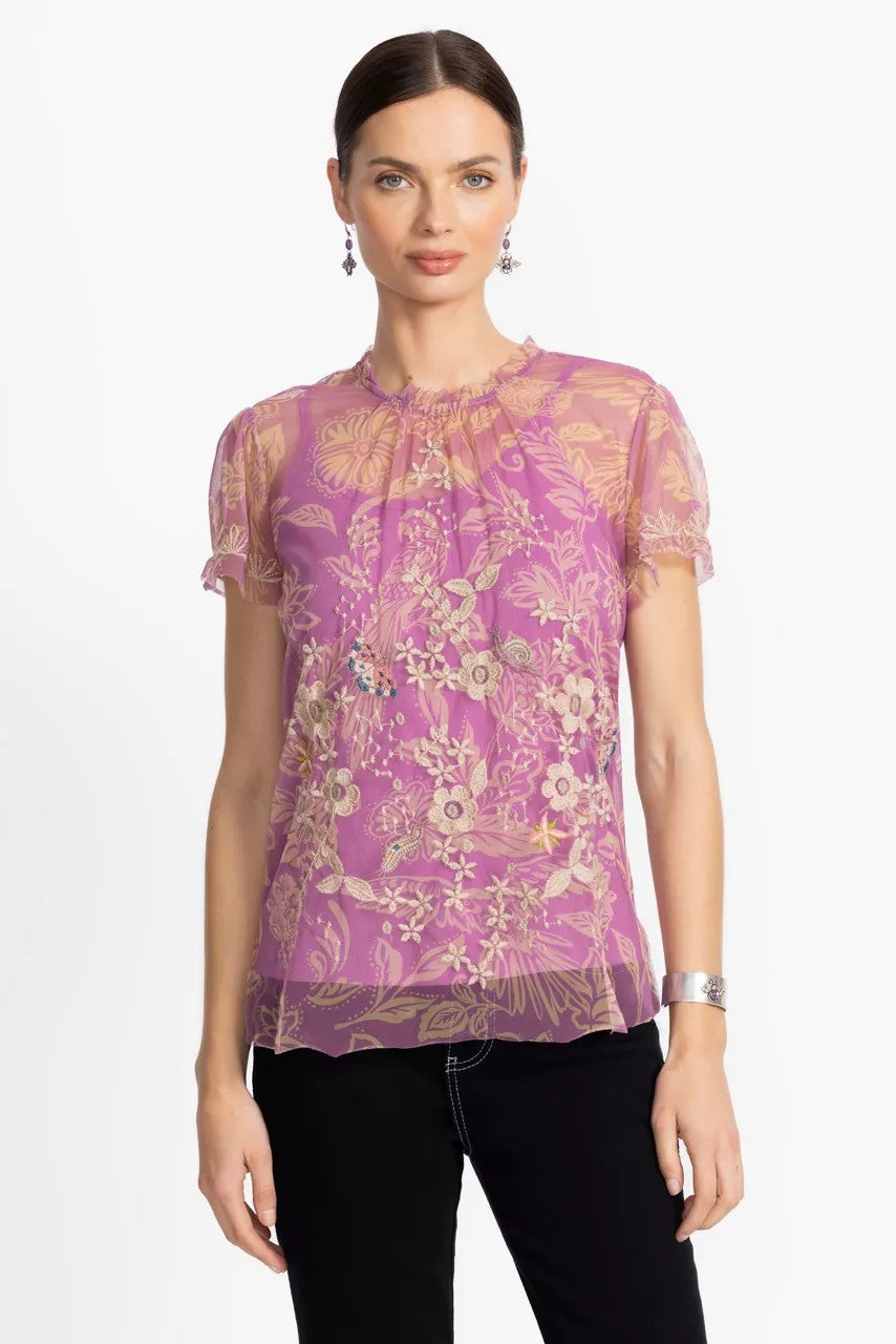 Johnny Was MAZZY RUFFLE NECK BLOUSE