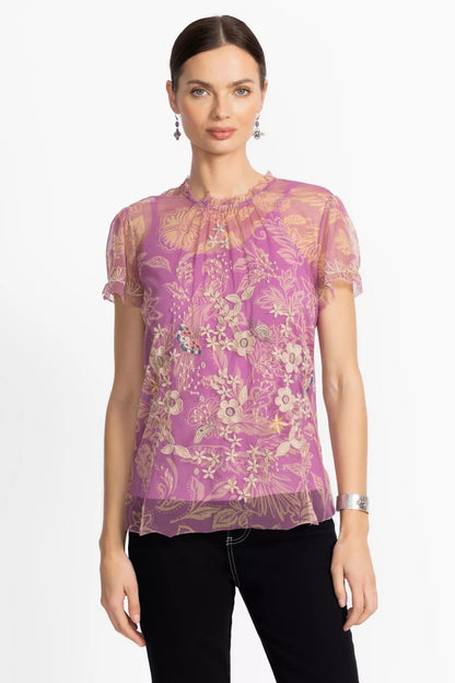 Johnny Was MAZZY RUFFLE NECK BLOUSE