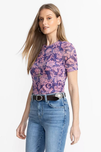 Johnny Was ELEANOR SHORT SLEEVE MESH TEE