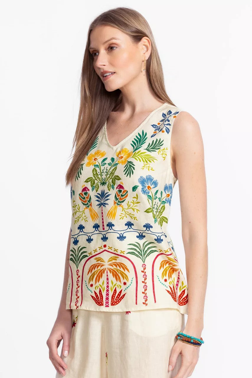 Johnny Was BUTTON BACK LINEN TANK
