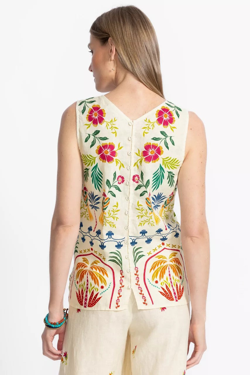 Johnny Was BUTTON BACK LINEN TANK