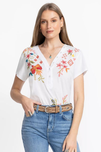 Johnny Was BUTTON NECK TEE