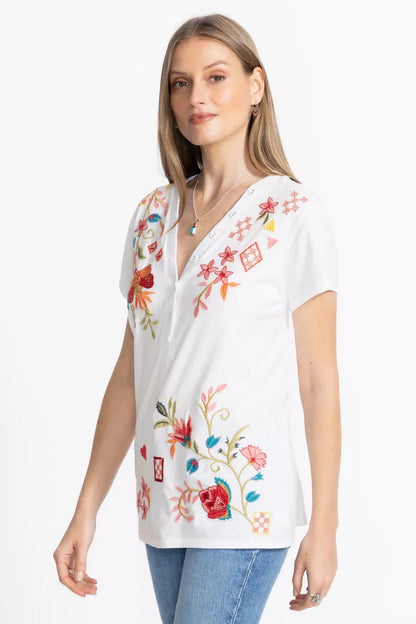 Johnny Was BUTTON NECK TEE