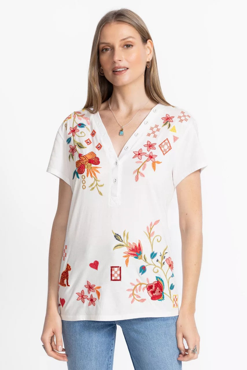 Johnny Was BUTTON NECK TEE