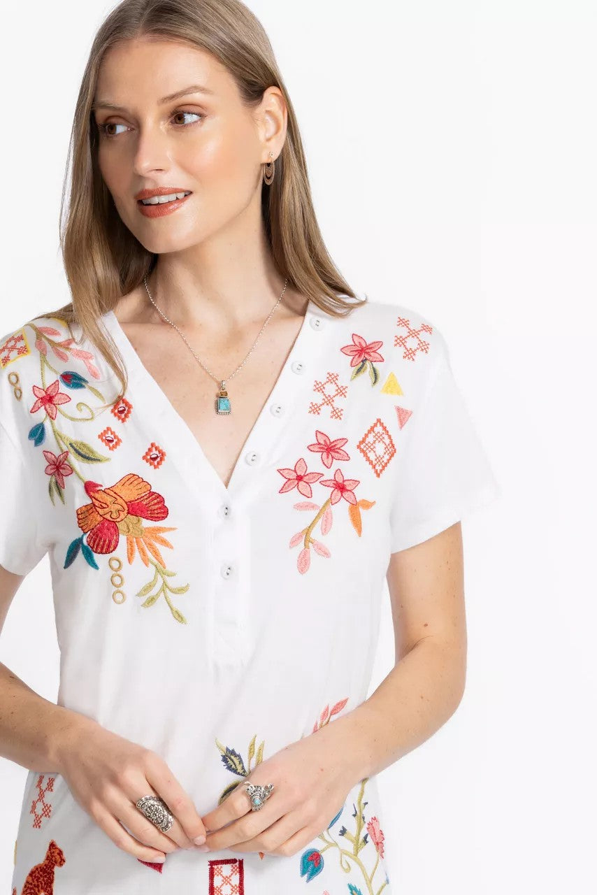 Johnny Was BUTTON NECK TEE