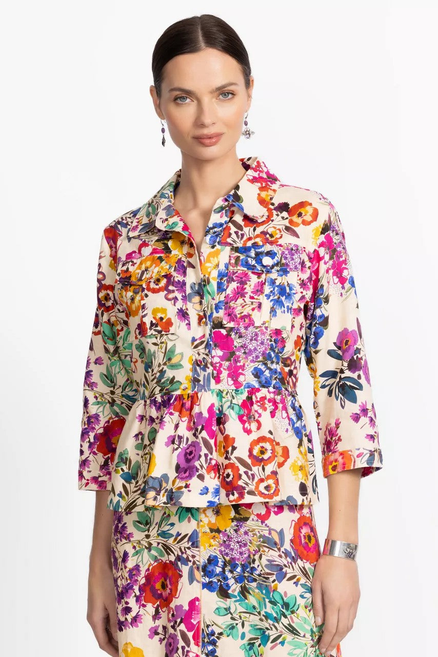 Johnny Was PEPLUM LINEN JACKET