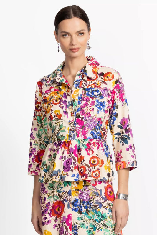 Johnny Was PEPLUM LINEN JACKET