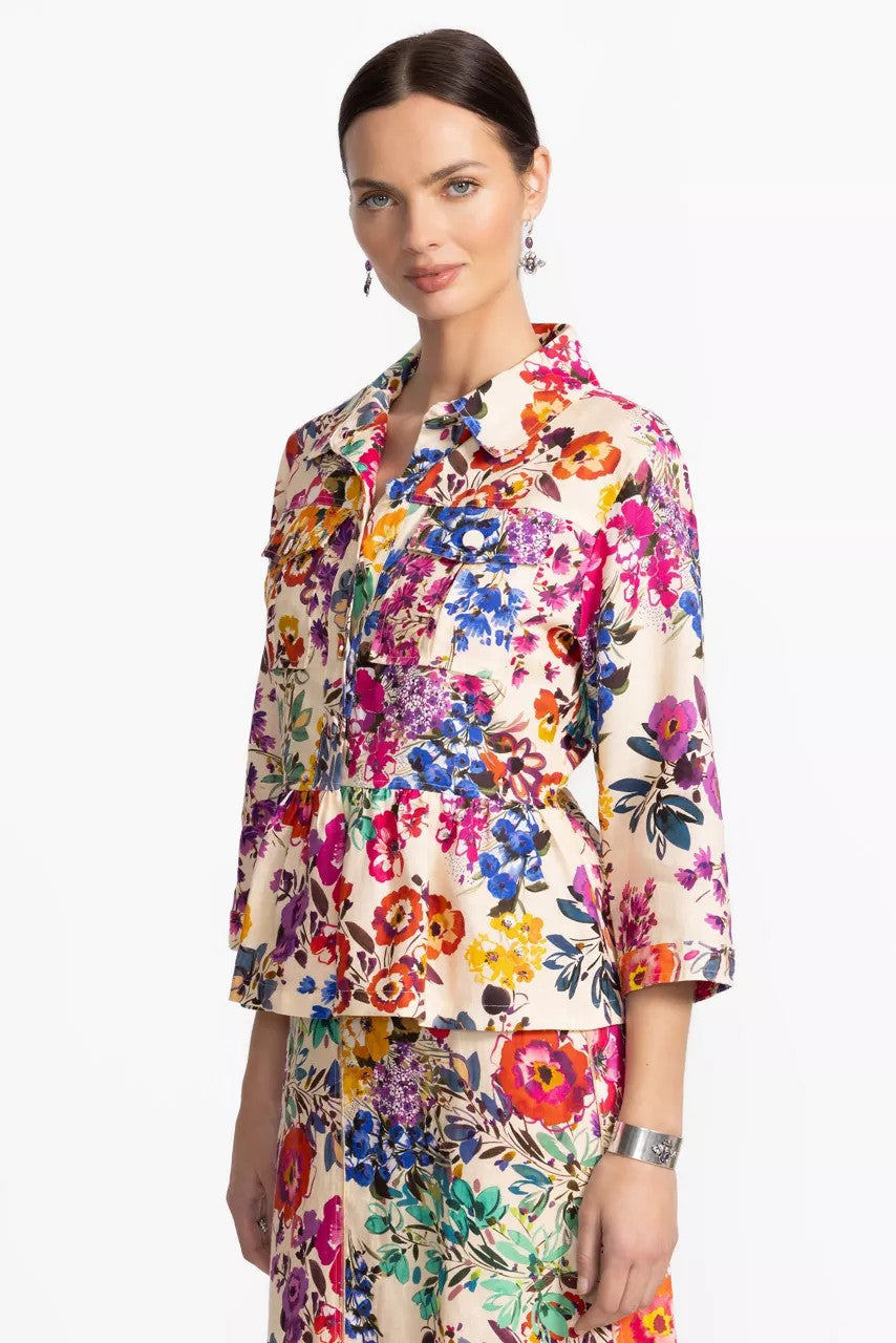 Johnny Was PEPLUM LINEN JACKET