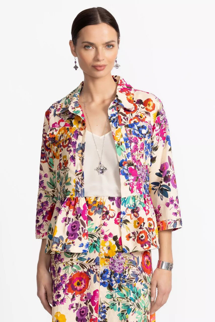 Johnny Was PEPLUM LINEN JACKET