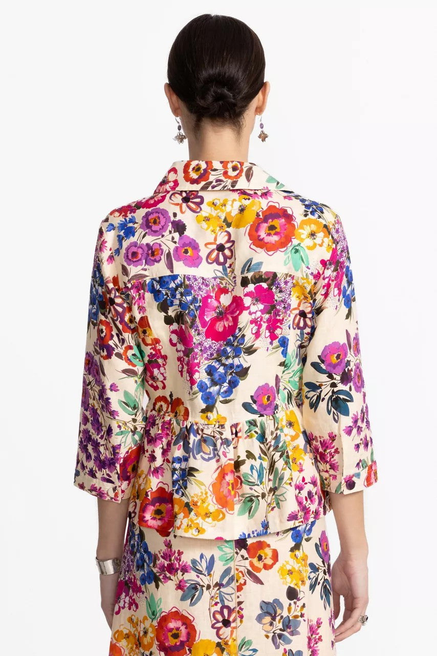 Johnny Was PEPLUM LINEN JACKET