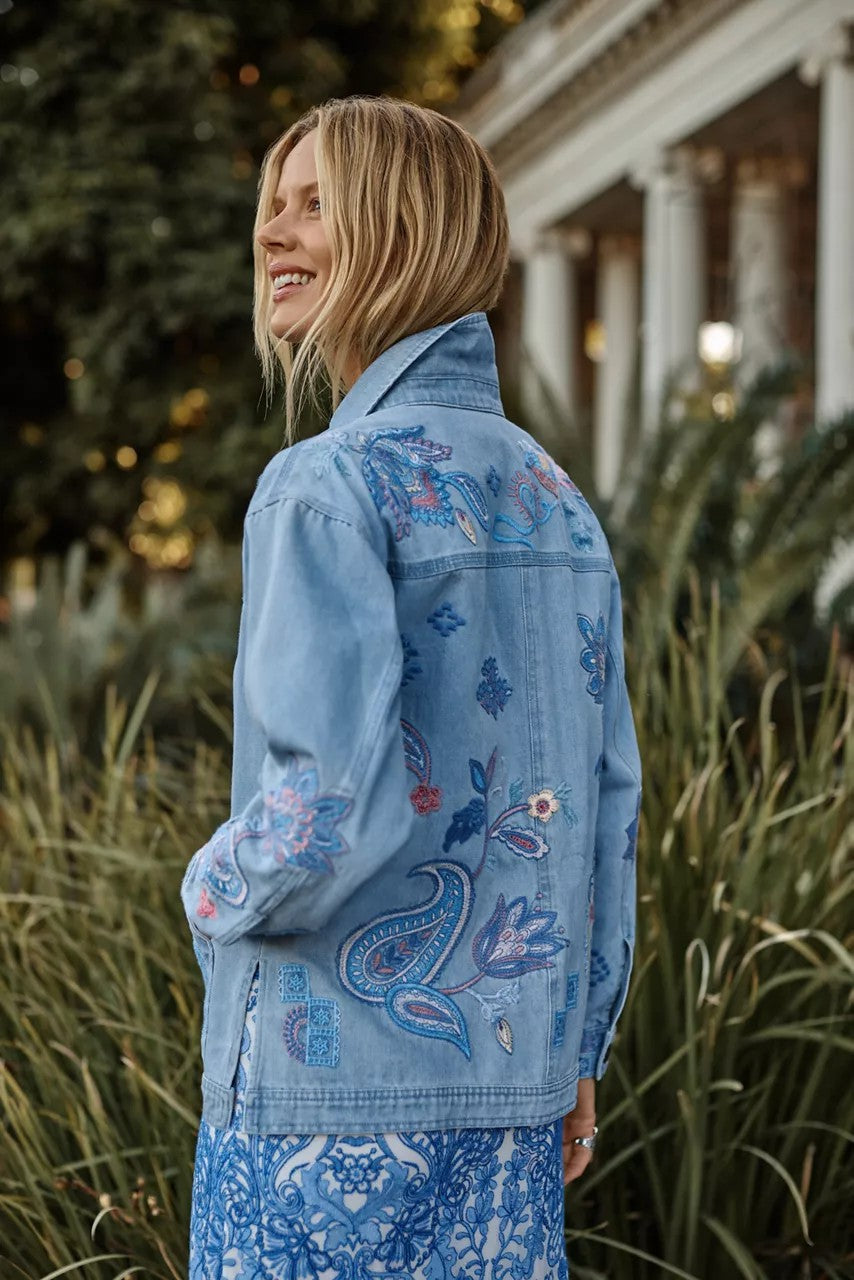 Johnny Was TRAPUNTO DENIM CHORE JACKET