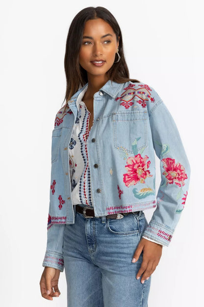 Johnny Was CROPPED DENIM JACKET
