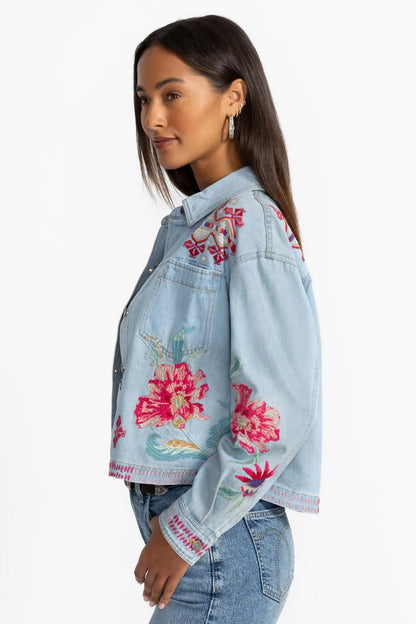Johnny Was CROPPED DENIM JACKET