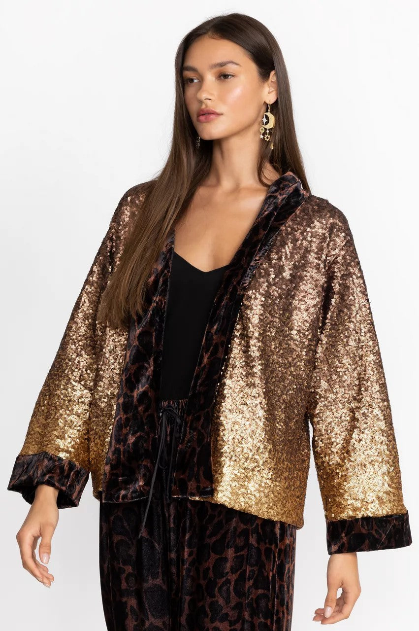 Johnny Was Sequin Gold Plaza Kimono