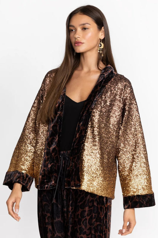 Johnny Was Sequin Gold Plaza Kimono